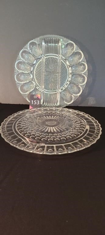 Glass Cake Plate & Egg Dish