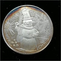 One Troy Ounce .999 Silver Christmas 1990