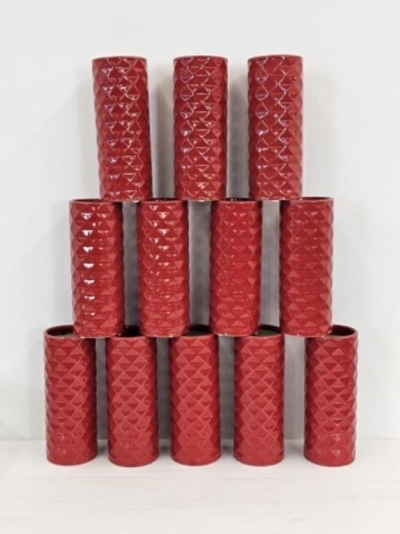 12 CERMAIC VASES WITH FLORAL FOAM - 10" TALL