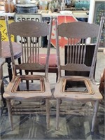 Two Retro Cane Wood Chairs (No Cushions)