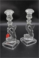 Imperial Glass Dolphin Candlestick Holders