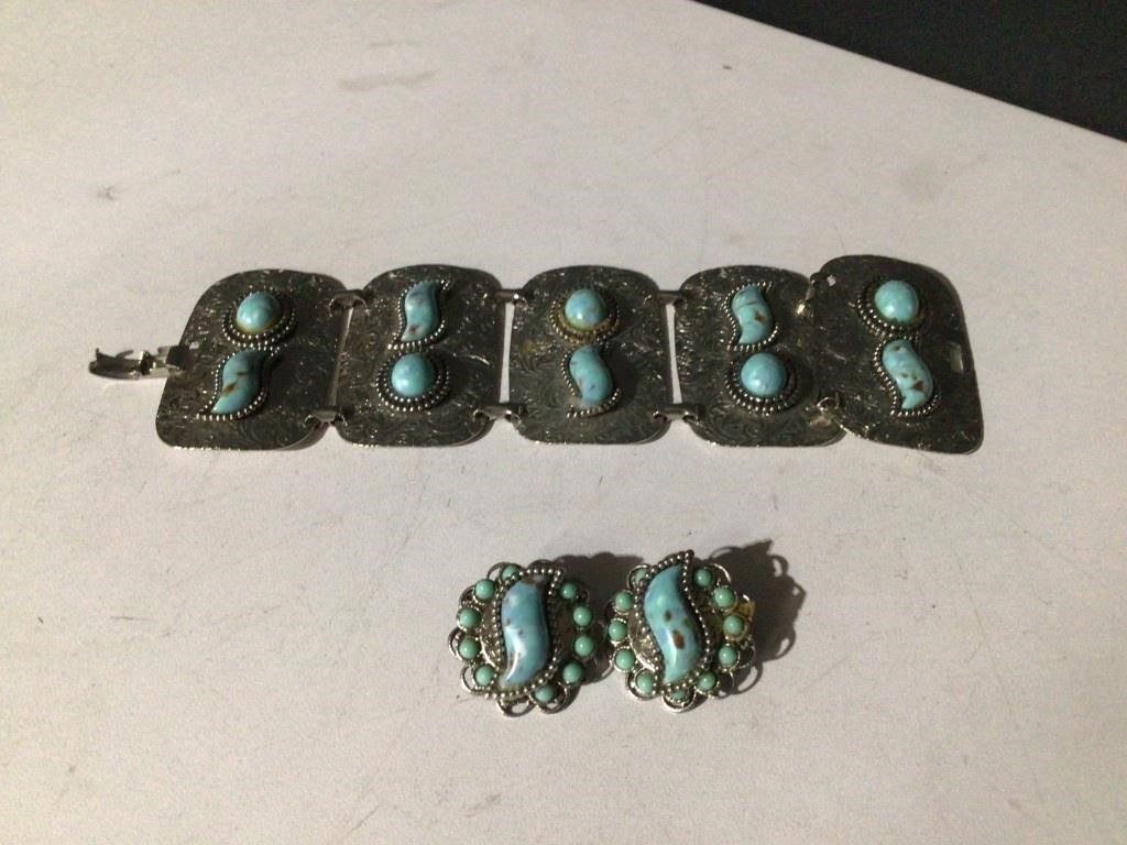 Turquoise Bracelet & Earrings Lot