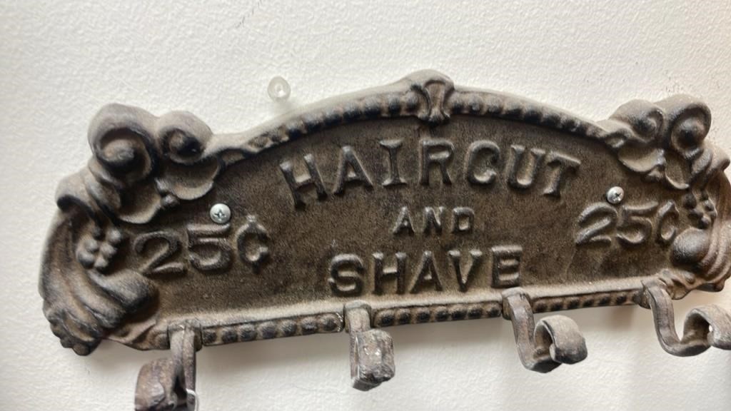 Cast Iron Haircut & shave wall hanging