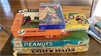 Great lot of vintage puzzles, Peanuts, Mickey