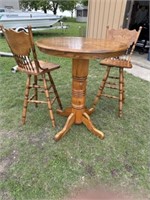 Oak pub table and chairs