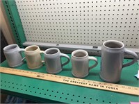 5 vintage clay style mugs