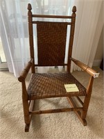 WOOD CHILD/DOLL CHAIR WITH WOVEN SEAT AND BACK