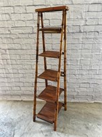 Vintage Bamboo Folding Etagere Folding Ladder