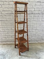 Vintage Bamboo Folding Etagere Folding Ladder