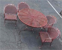 Expanded Metal Table and Four Chairs
