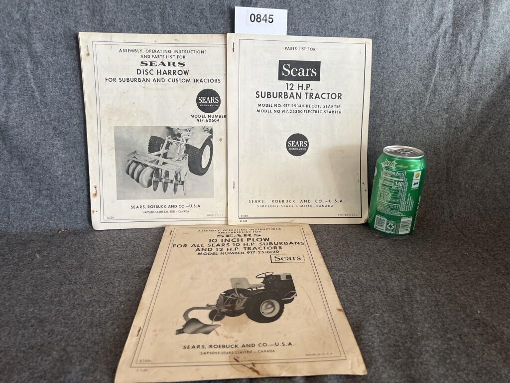 Sears Disc Harrow 7605H Manual, Sears 1968 Parts