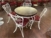 Ornate Metal Table and 4 Chairs
