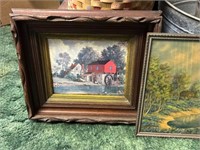 Two framed pictures of country settings