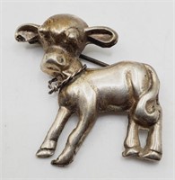 (JL) 800 Sterling Silver Cow/Calf Brooch (1.5"