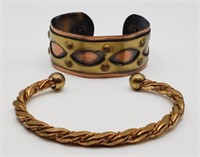 (JL) Copper and Brass Cuff Bracelets