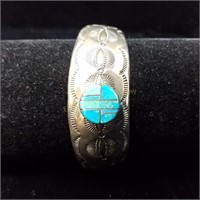 Sterling and Inlaid Turquoise Bracelet