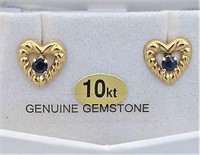 Genuine Sapphire Heart Earrings-New