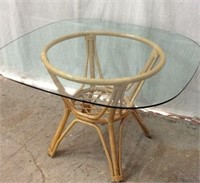 Rattan Kitchen Table w/ Glass Top Y1B