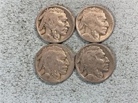 Four 1927 Buffalo nickels
