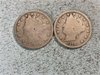1909 and 1910 Liberty head nickels