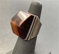 Sterling Polished Agate Ring