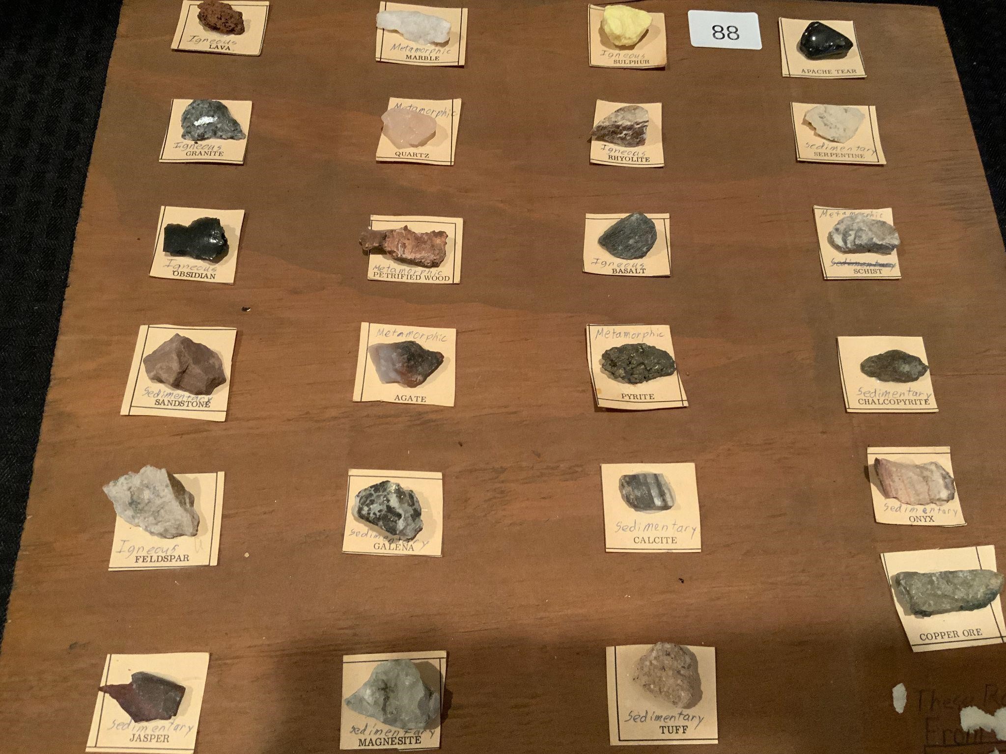 Mineral Rocks Specimen Board Jasper Pyrite Quartz