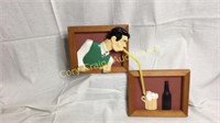 2 piece wall plaque man drinking beer