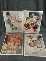 Set of 4 baseball posters of memorabilia from