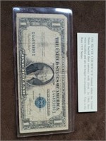 Old silver certificate $1 bill