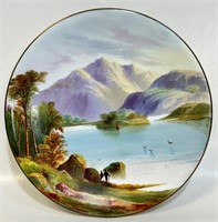 VERY FINE HAND PAINTED FOOTED PLATE - LOCH LOMOND