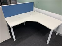 2 White Timber Top L Shaped Work Stations