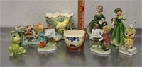 Vintage planters, figurines