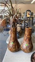 PAIR OF DECORATIVE VASES, 17" TALL