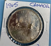 Canadian silver dollar 1965                   (O 1
