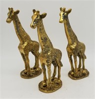 Lot Of 3 Brass Giraffe Statues Figurines