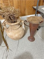 metal vase and ceramic vase
