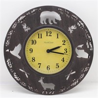 NorthCrest Metal Wildlife Wall Clock/ Cabin Decor