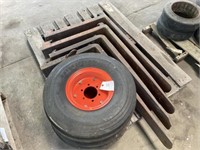 2 Sets of Forks and 2 Kubota Tractor Tire/Rim