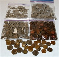 Lot Canadian Coins-Pennies Nickels Dimes Quarters