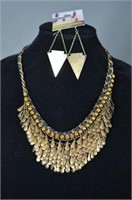 Boldly Gold & Brown Necklace & Earrings