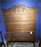 Victorian Oak Carved Bed- Full  54" W