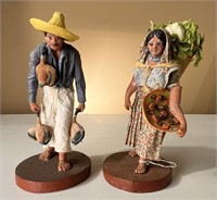 2 Mid Century Mexican Wax Figurines