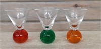 3 Bl;own Galss Candy maritini glasses