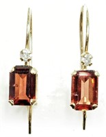 #2 10K Yellow Gold Garnet & Diamond Earrings