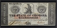 1862 $5.00 STATE OF GEORGIA MILLEDGEVILLE, CU
