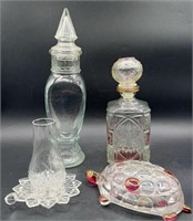 VTG Glass Apothecary Jar, Decanter, & More