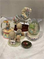Vintage globes and figurines