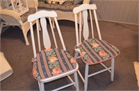 Lot of 2 Wood Chairs with Cushions