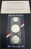 1976 3pc Silver Bicentennial Uncirculated Mint Set
