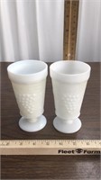 2-White vintage milk glass set